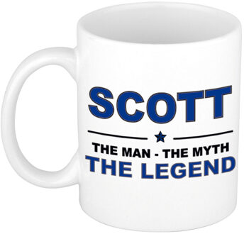 Bellatio Decorations Naam cadeau mok/ beker Scott The man, The myth the legend 300 ml - Naam mokken Multikleur