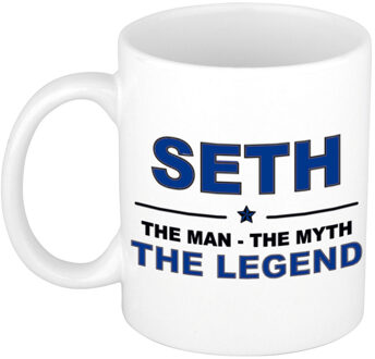 Bellatio Decorations Naam cadeau mok/ beker Seth The man, The myth the legend 300 ml - Naam mokken Multikleur