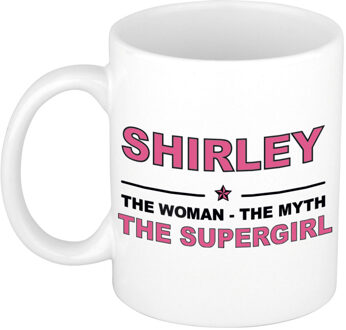 Bellatio Decorations Naam cadeau mok/ beker Shirley The woman, The myth the supergirl 300 ml - Naam mokken Multikleur
