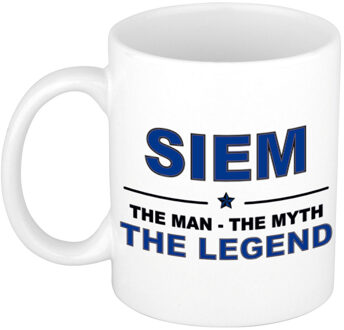 Bellatio Decorations Naam cadeau mok/ beker Siem The man, The myth the legend 300 ml - Naam mokken Multikleur