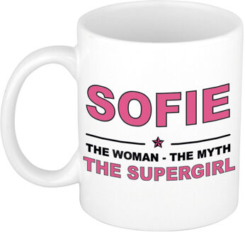 Bellatio Decorations Naam cadeau mok/ beker Sofie The woman, The myth the supergirl 300 ml - Naam mokken Multikleur