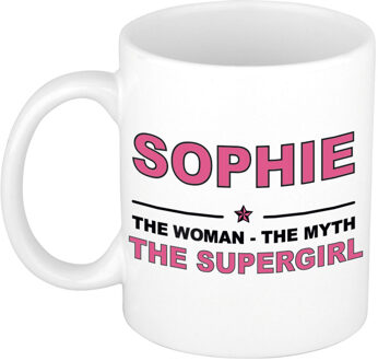 Bellatio Decorations Naam cadeau mok/ beker Sophie The woman, The myth the supergirl 300 ml - Naam mokken Multikleur