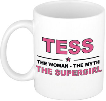 Bellatio Decorations Naam cadeau mok/ beker Tess The woman, The myth the supergirl 300 ml - Naam mokken Multikleur