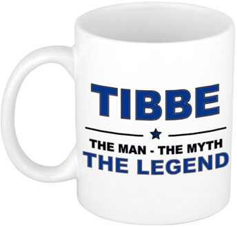 Bellatio Decorations Naam cadeau mok/ beker Tibbe The man, The myth the legend 300 ml - Naam mokken Multikleur