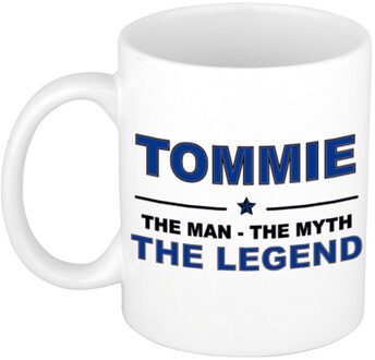 Bellatio Decorations Naam cadeau mok/ beker Tommie The man, The myth the legend 300 ml - Naam mokken Multikleur