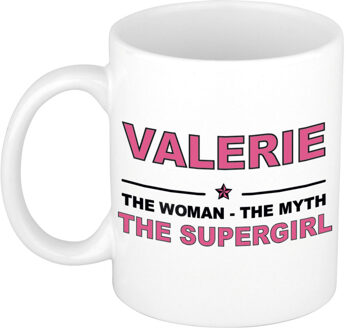 Bellatio Decorations Naam cadeau mok/ beker Valerie The woman, The myth the supergirl 300 ml - Naam mokken Multikleur