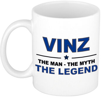 Bellatio Decorations Naam cadeau mok/ beker Vinz The man, The myth the legend 300 ml - Naam mokken Multikleur