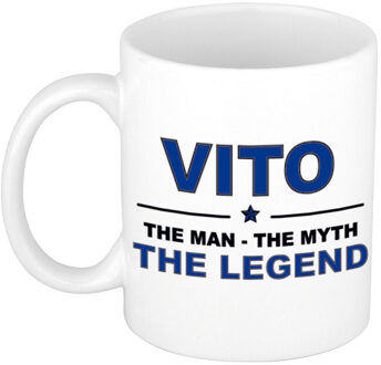 Bellatio Decorations Naam cadeau mok/ beker Vito The man, The myth the legend 300 ml - Naam mokken Multikleur