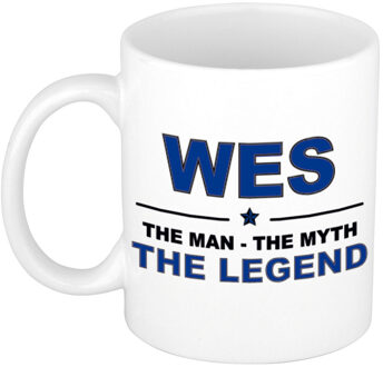 Bellatio Decorations Naam cadeau mok/ beker Wes The man, The myth the legend 300 ml - Naam mokken Multikleur