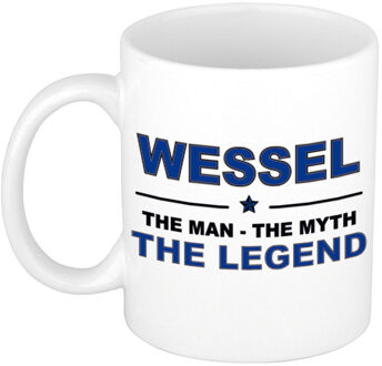 Bellatio Decorations Naam cadeau mok/ beker Wessel The man, The myth the legend 300 ml - Naam mokken Multikleur