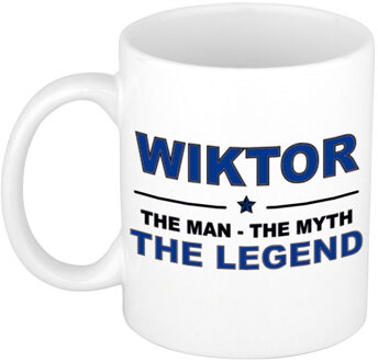 Bellatio Decorations Naam cadeau mok/ beker Wiktor The man, The myth the legend 300 ml - Naam mokken Multikleur