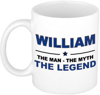 Bellatio Decorations Naam cadeau mok/ beker William The man, The myth the legend 300 ml - Naam mokken Multikleur