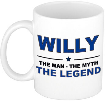 Bellatio Decorations Naam cadeau mok/ beker Willy The man, The myth the legend 300 ml - Naam mokken Multikleur