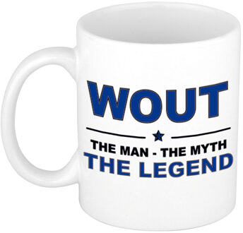 Bellatio Decorations Naam cadeau mok/ beker Wout The man, The myth the legend 300 ml - Naam mokken Multikleur