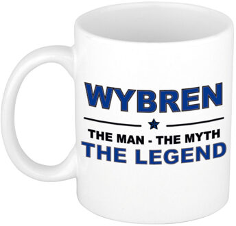 Bellatio Decorations Naam cadeau mok/ beker Wybren The man, The myth the legend 300 ml - Naam mokken Multikleur
