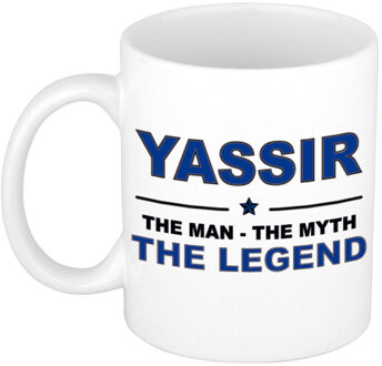 Bellatio Decorations Naam cadeau mok/ beker Yassir The man, The myth the legend 300 ml - Naam mokken Multikleur