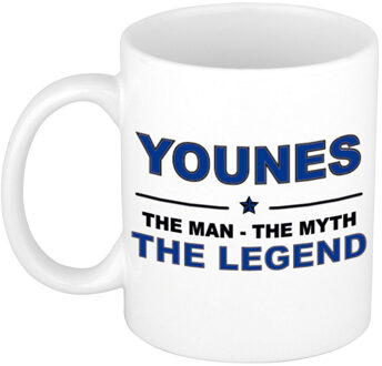 Bellatio Decorations Naam cadeau mok/ beker Younes The man, The myth the legend 300 ml - Naam mokken Multikleur