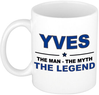 Bellatio Decorations Naam cadeau mok/ beker Yves The man, The myth the legend 300 ml - Naam mokken Multikleur