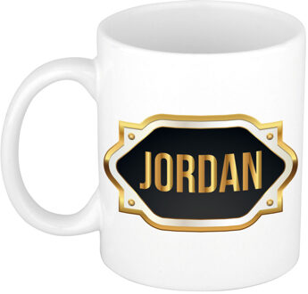 Bellatio Decorations Naam cadeau mok - heren - Jordan - gouden embleem - 300 ml - meester - bedankje