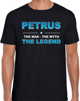 Bellatio Decorations Naam cadeau Petrus - The man, The myth the legend t-shirt  zwart voor heren - Cadeau shirt voor o.a verjaardag/ vaderdag/ pensioen/ geslaagd/ bedankt 2XL