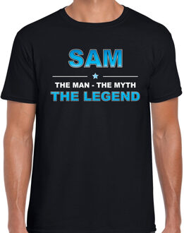 Bellatio Decorations Naam cadeau Sam - The man, The myth the legend t-shirt  zwart voor heren - Cadeau shirt voor o.a verjaardag/ vaderdag/ pensioen/ geslaagd/ bedankt 2XL