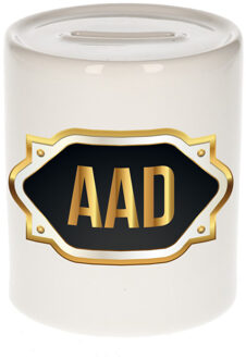 Bellatio Decorations Naam cadeau spaarpot Aad met gouden embleem Multi