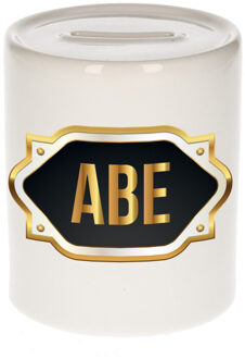 Bellatio Decorations Naam cadeau spaarpot Abe met gouden embleem Multi