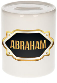 Bellatio Decorations Naam cadeau spaarpot Abraham met gouden embleem Multi