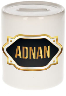 Bellatio Decorations Naam cadeau spaarpot Adnan met gouden embleem Multi