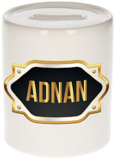 Bellatio Decorations Naam cadeau spaarpot Adnan met gouden embleem