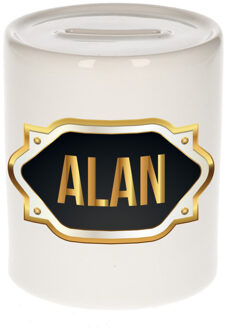 Bellatio Decorations Naam cadeau spaarpot Alan met gouden embleem