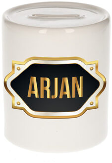 Bellatio Decorations Naam cadeau spaarpot Arjan met gouden embleem