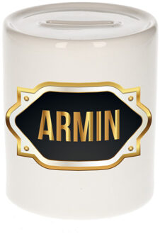 Bellatio Decorations Naam cadeau spaarpot Armin met gouden embleem