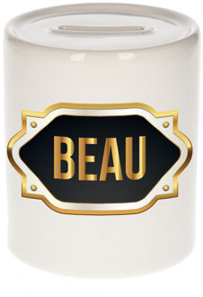 Bellatio Decorations Naam cadeau spaarpot Beau met gouden embleem Multi