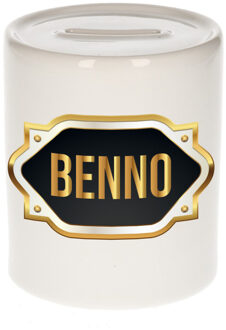 Bellatio Decorations Naam cadeau spaarpot Benno met gouden embleem