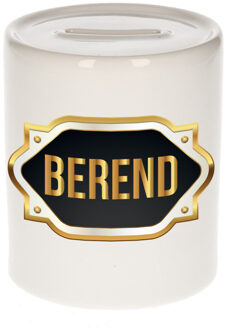 Bellatio Decorations Naam cadeau spaarpot Berend met gouden embleem Multi
