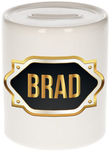 Bellatio Decorations Naam cadeau spaarpot Brad met gouden embleem