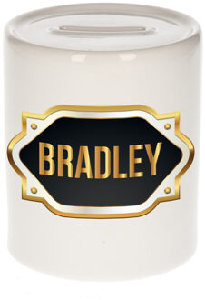 Bellatio Decorations Naam cadeau spaarpot Bradley met gouden embleem