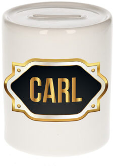 Bellatio Decorations Naam cadeau spaarpot Carl met gouden embleem