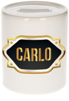 Bellatio Decorations Naam cadeau spaarpot Carlo met gouden embleem