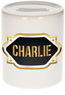 Bellatio Decorations Naam cadeau spaarpot Charlie met gouden embleem