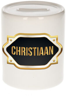 Bellatio Decorations Naam cadeau spaarpot Christiaan met gouden embleem