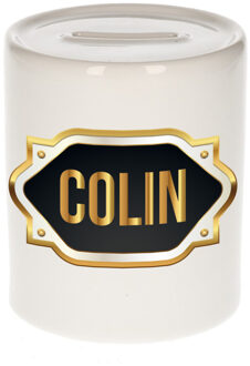 Bellatio Decorations Naam cadeau spaarpot Colin met gouden embleem Multi