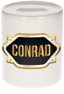 Bellatio Decorations Naam cadeau spaarpot Conrad met gouden embleem