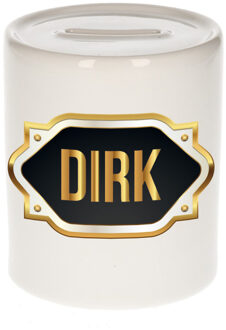 Bellatio Decorations Naam cadeau spaarpot Dirk met gouden embleem
