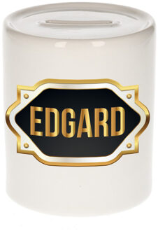 Bellatio Decorations Naam cadeau spaarpot Edgard met gouden embleem Multi