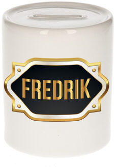 Bellatio Decorations Naam cadeau spaarpot Frederik met gouden embleem