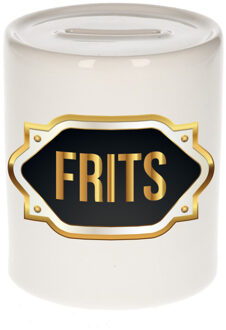Bellatio Decorations Naam cadeau spaarpot Frits met gouden embleem