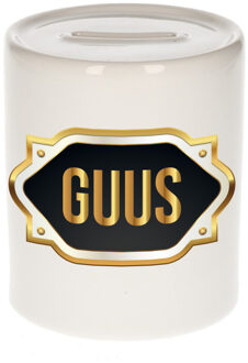 Bellatio Decorations Naam cadeau spaarpot Guus met gouden embleem