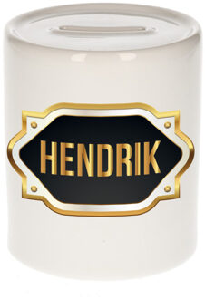 Bellatio Decorations Naam cadeau spaarpot Hendrik met gouden embleem Multi